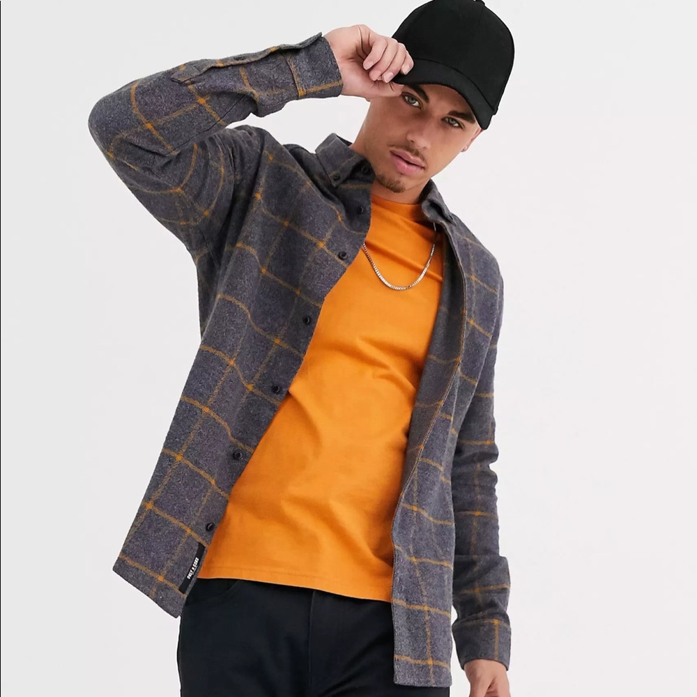 ASOS Only & Sons Window Pane Check Flannel Shirt XL